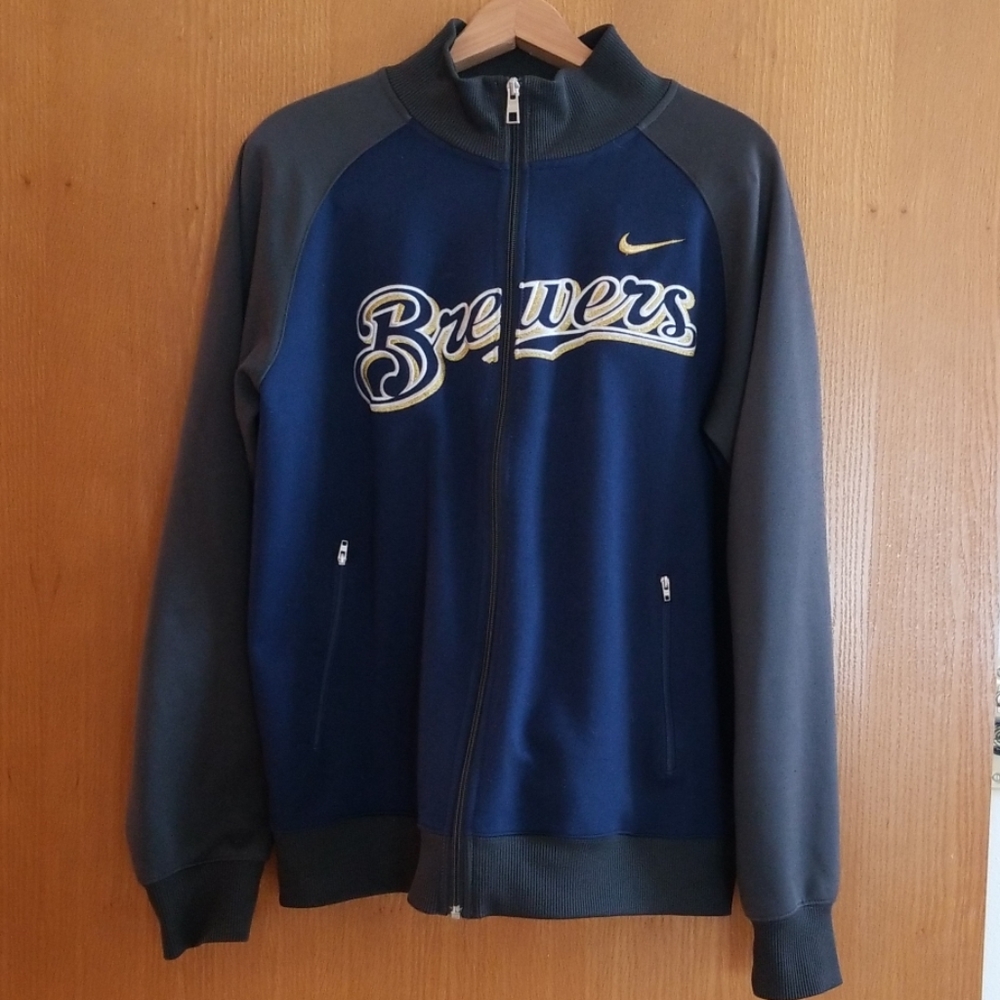NIKE Embroidered Milwaukee Brewers Bomber M jacket